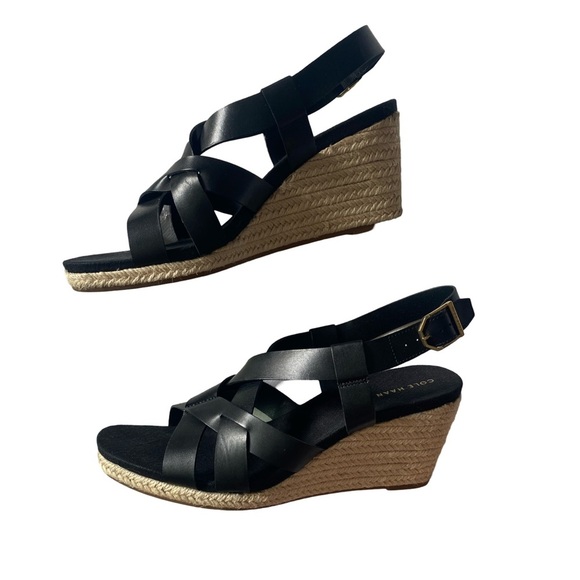 Cole Haan Shoes - NWT Cole Haan Women’s Crystal Wedge Sandals Black Size 6
